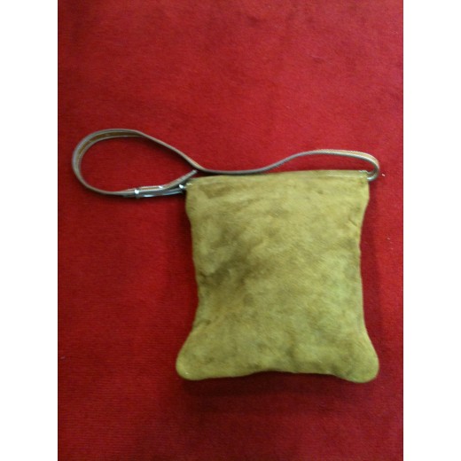 Pochette  Hermès en daim et cuir camel
