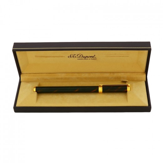 Stylo Plume St Dupont Laque De Chine - Marron Vert Irisé - Occasion (luxe)