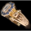Bague diamant taille "emeraude" saphirs 