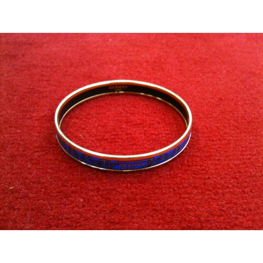 Bracelet Hermès fin en émail fond bleu