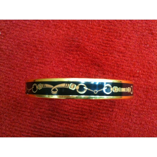 Bracelet Hermès fin en émail fond noir