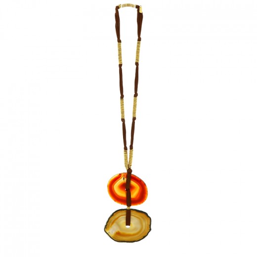 Collier Sautoir Années 70 - Pendentif Croix En Verre Vert - Argenté - Longueur 46-50 Cm - Occasion