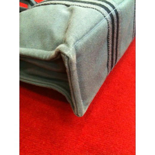 Sac Hermès Garden  mini en toile gris et noir