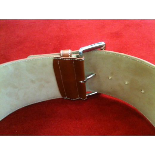 Ceinture Longchamp en veau et vachette brique