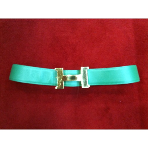 Ceinture Hermès H  en cuir vert