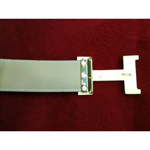 Ceinture Hermès H  en cuir vert