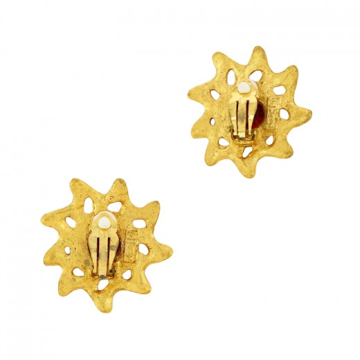 Set Bijoux Yves Saint Laurent : Collier Et Boucles D'oreilles En Laiton Doré Avec Cristal - Neuf Sans Boîte