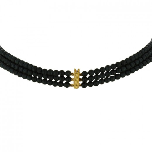 Collier Ancien En Perles De Jais Avec Breloques Et Chaîne Torsadée Laiton - Vintage, Satisfaisant