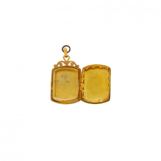 Pendentif Porte Photo Ancien Plaqué Or Double Face Bijou Début XXe