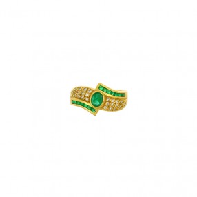 Bague moderne émeraudes et...