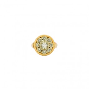 Bague Ancienne en Deux Tons...