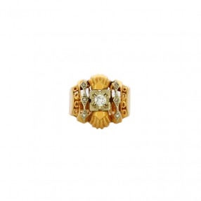 Bague Ancienne en Deux Tons...