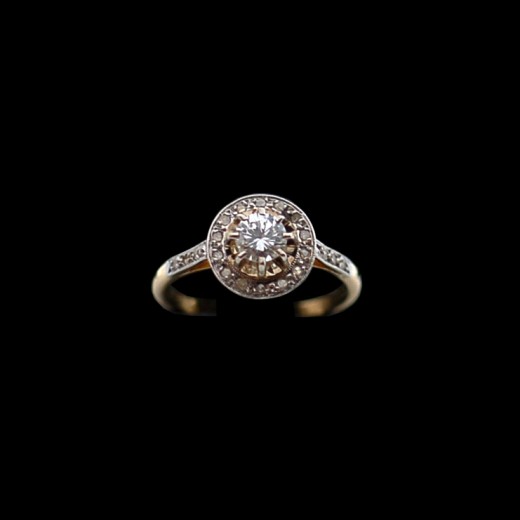 Bague ancienne 2 ors et diamants des années 1920