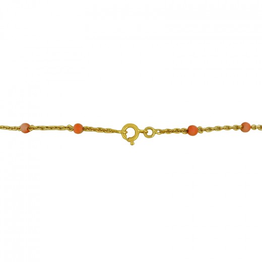 Collier Vintage En Pierre Couleur Corail - Longueur 38cm, Modèle N°491, Occasion