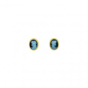 Boucles d'oreilles camée bleu