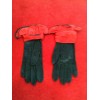 Gants Hermès en daim noir et rouge
