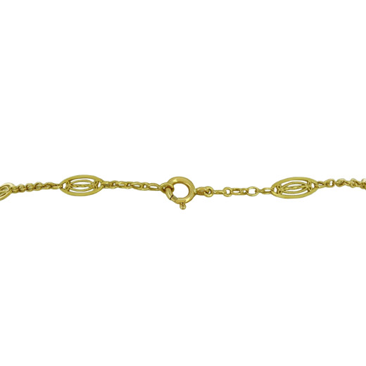 Collier Vintage Camée Coquille Sur Chaîne Filigranée - Plaqué Or Jaune, Pendentif Bleu, Occasion