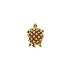 Broche Vintage Tortue en Or...