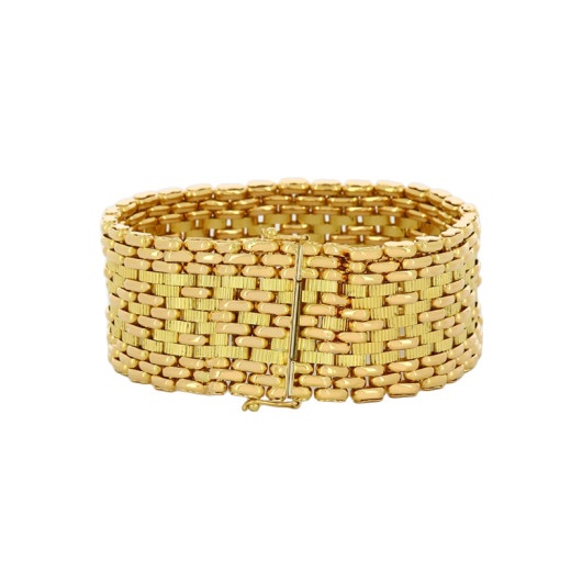 Bracelet Manchette Vintage 80s Métal Chromé Moderniste – Sans Fermoir, Look épuré