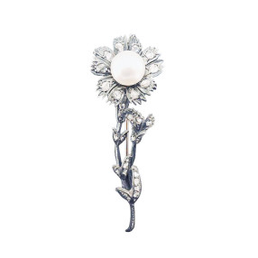 Broche ancienne Fleur or et...