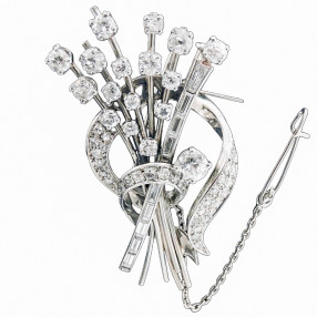 Broche gerbe en or et diamants