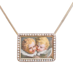 Collier angelots en or, et...