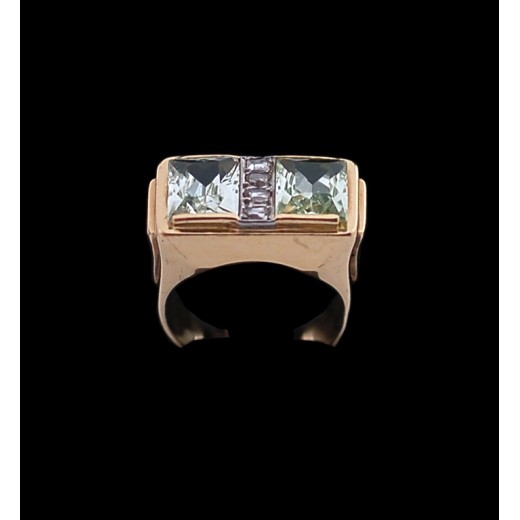 Bague ancienne en or, diamants et quartz