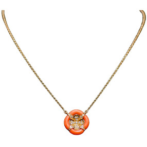 Collier Fleur en or, corail...