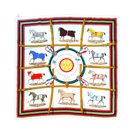 Carré Hermès Couvertures et tenues de Jour en soie