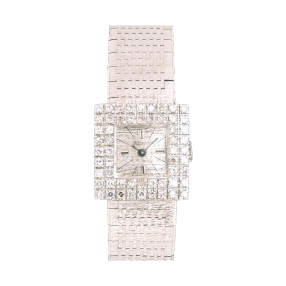 Montre bijou en or blanc et diamants