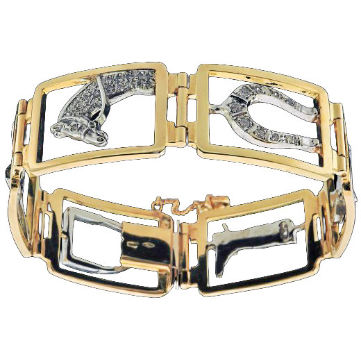 Bracelet deux ors diamants équitation