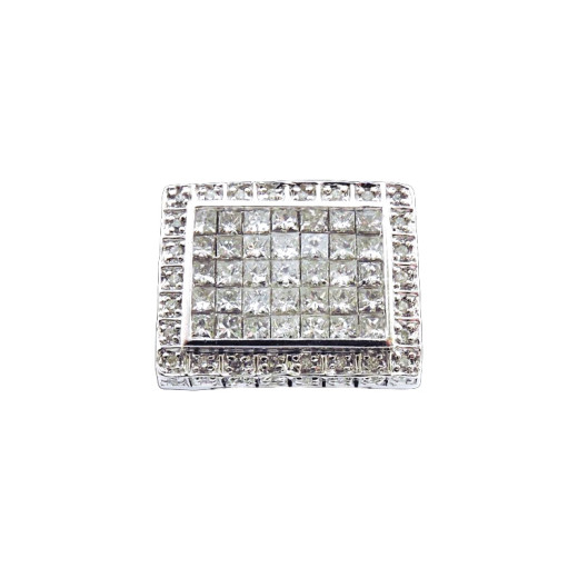 Bague pavée diamants taille princesse