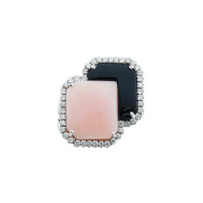 Bague créateur Opales Onyx Diamants