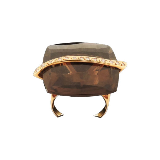 Bague quartz fumé et diamants