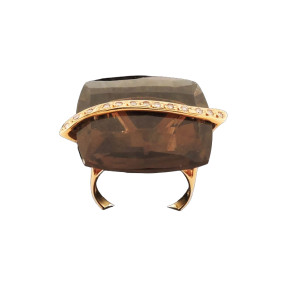 Bague quartz fumé et diamants
