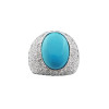 Bague dôme turquoise pavée diamants