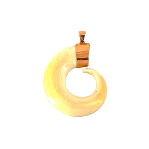 Pendentif en os de phacochère et or jaune