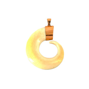 Pendentif en os de phacochère et or jaune