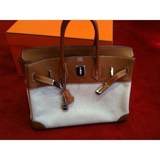 Sac HERMES Birkin toile et cuir