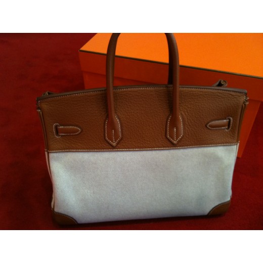 Sac HERMES Birkin toile et cuir, occasion HERMES chez CBBO