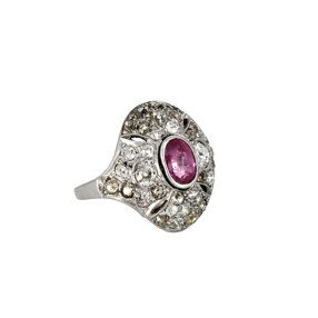 Bague Art Déco saphir rose