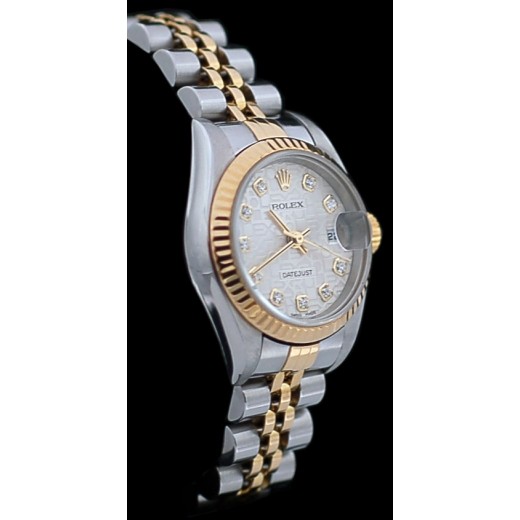Montre Rolex Lady Oyster Perpetual Datejust en or, acier et diamants