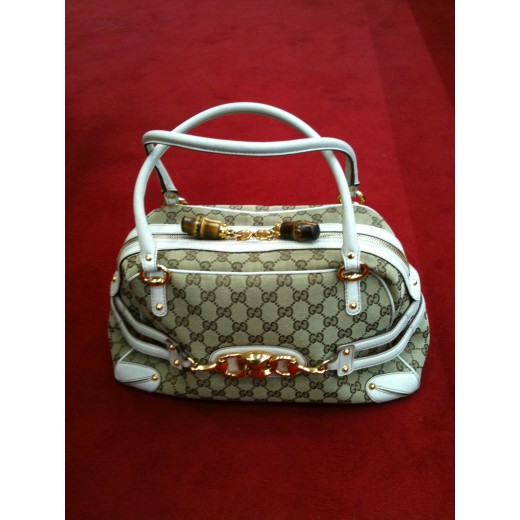 Sac Gucci en tissu et cuir blanc 