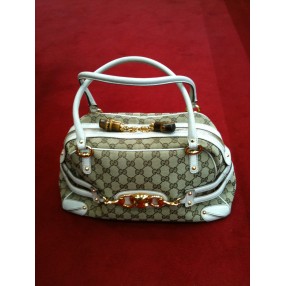 Sac Gucci en tissu et cuir blanc 