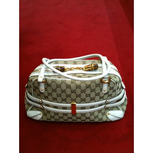 Sac Gucci en tissu et cuir blanc 