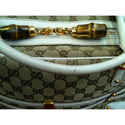 Sac Gucci en tissu et cuir blanc 