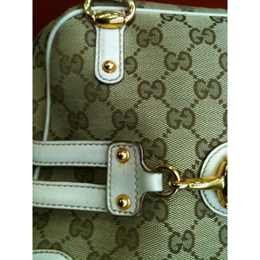 Sac Gucci en tissu et cuir blanc 