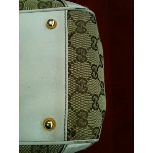Sac Gucci en tissu et cuir blanc 
