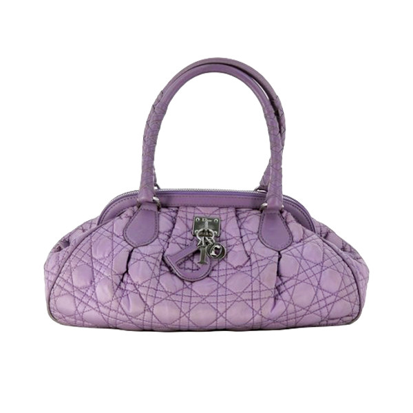 Sac Christian Dior en tissu satiné et cuir parme