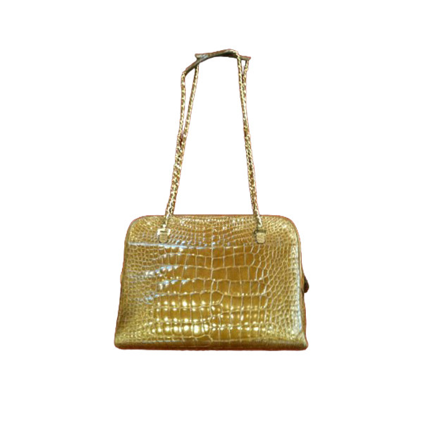 Sac Chanel Camera GM en cuir de croco cognac